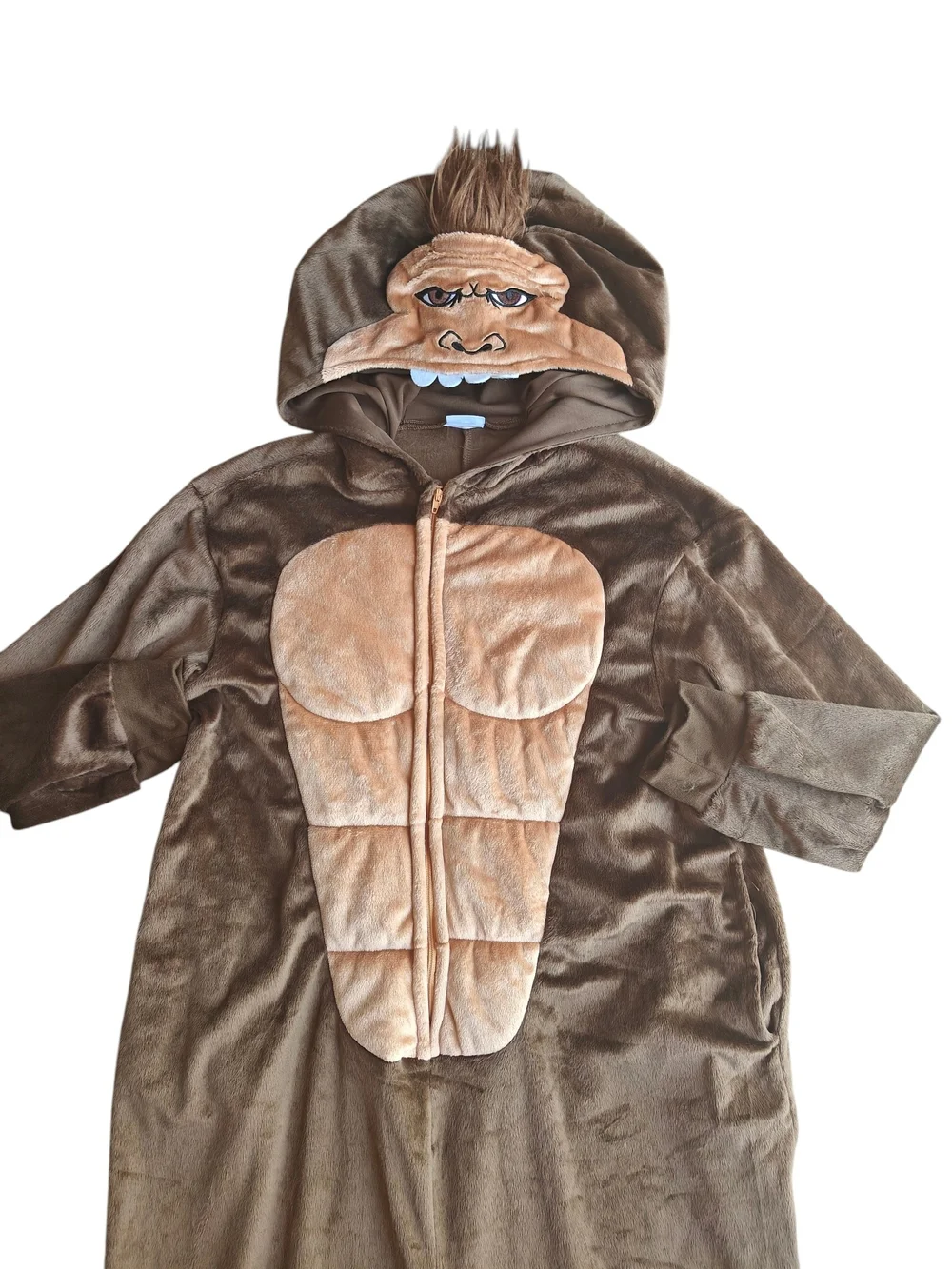 Youth Sasquatch Costume Jumpsuit with Detailed Plush hood Size M